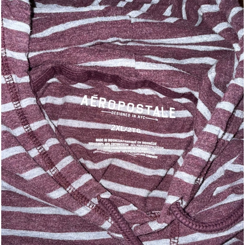 Aeropostale Striped Hoodie Long Sleeve‎ Pullover Hooded Sweatshirt 2X - Picture 3 of 5